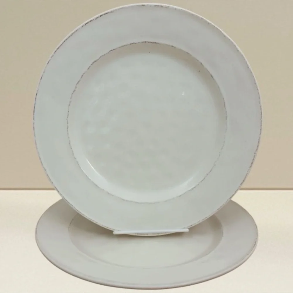 Pier 1 Martillo Stoneware 11” Dinner Plates Replacements White Cream Set of 2